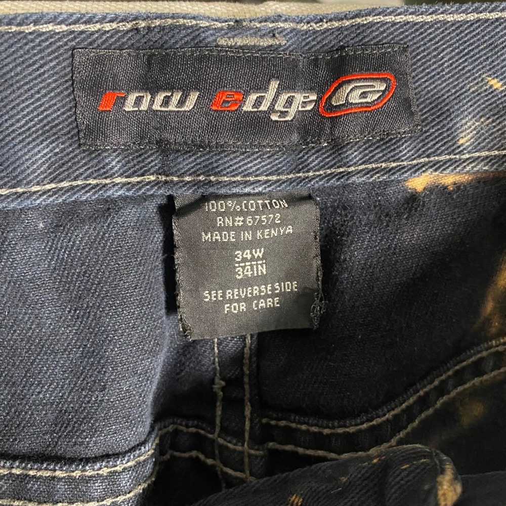 Raw Edge Grunge Y2K Bleach Splatter Distressed Carpenter Jeans Black 34x34 - Picture 2 of 14
